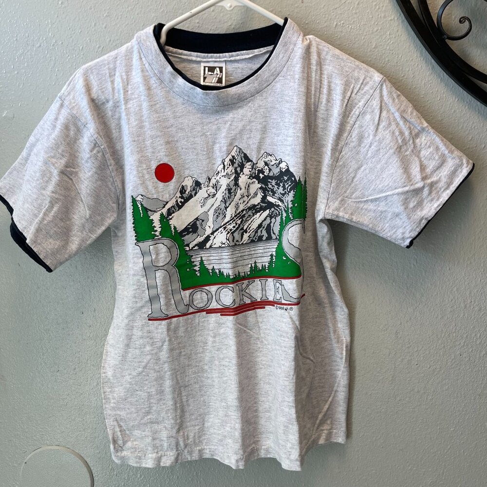 vtg L.A. Sportswear Rockies Mountain T-Shirt Size M USA Made 80s Nature Tee